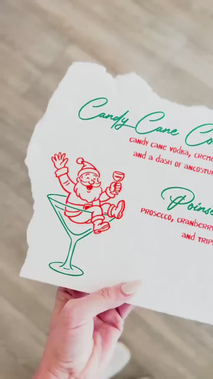 Christmas Cocktail Menu Sign – Santa Disco Stone Sign | Holiday Bar Sign | Christmas Party Decor | Luxe Lines Designs