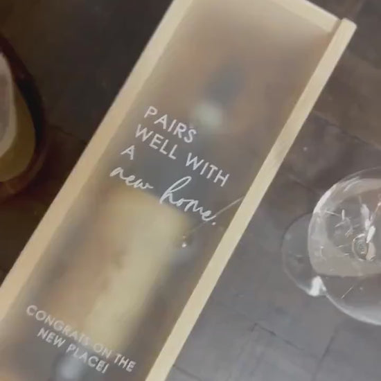 Personalized Wood Wine Box with Acrylic Lid | Housewarming Gift | Realtor Gift | New Home | Custom Closing Gift
