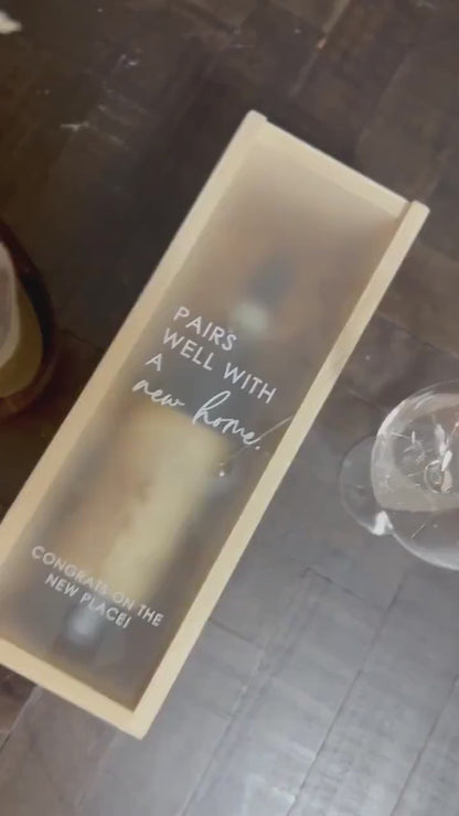 Personalized Wood Wine Box with Acrylic Lid | Housewarming Gift | Realtor Gift | New Home | Custom Closing Gift
