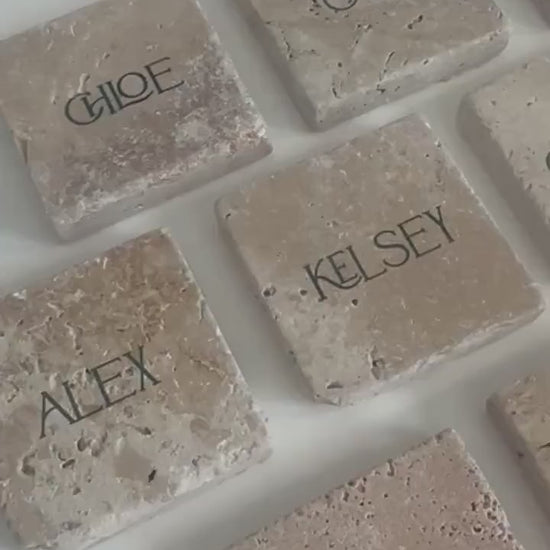 Travertine Stone Acrylic Place Card Settings, Acrylic place names,  Wedding place names, wedding place card settings