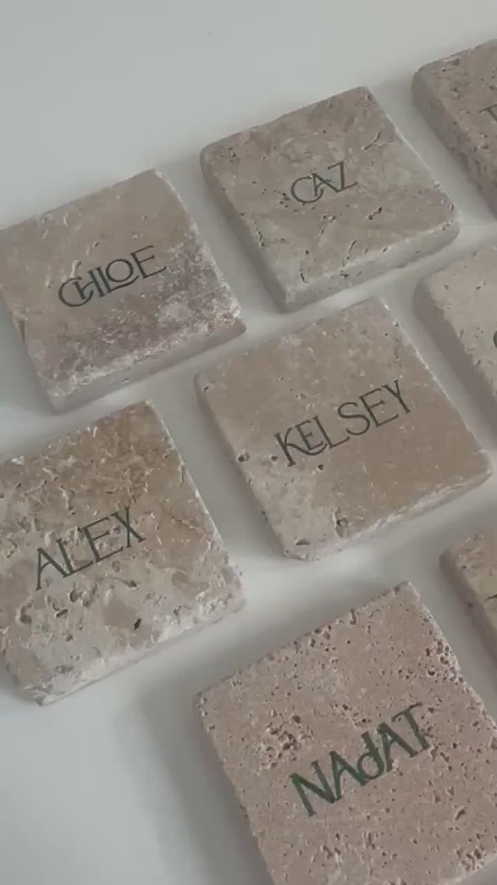 Travertine Stone Acrylic Place Card Settings, Acrylic place names,  Wedding place names, wedding place card settings