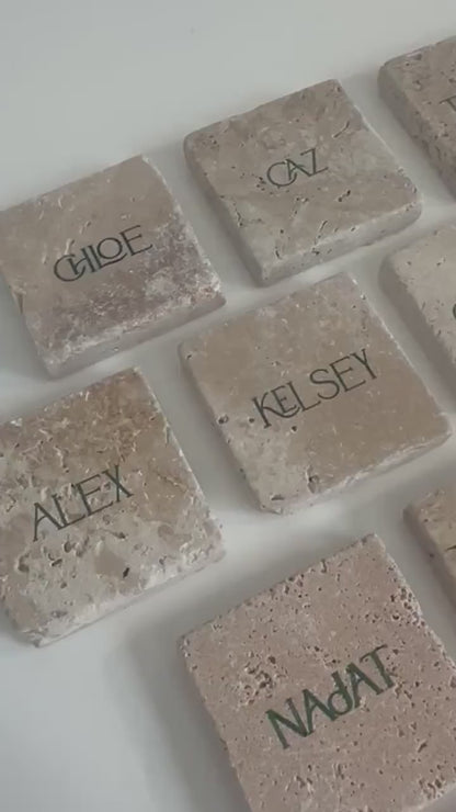 Travertine Stone Acrylic Place Card Settings, Acrylic place names,  Wedding place names, wedding place card settings