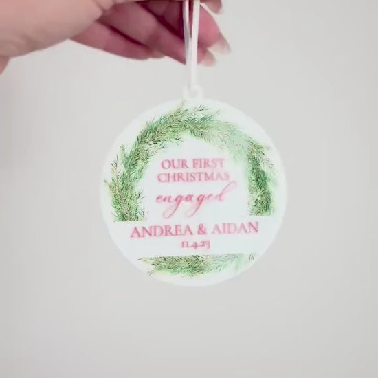 Our First Christmas Engaged, Married, etc. Ornament Gift | Customizable Acrylic Keepsake | Couple’s First Christmas Ornament