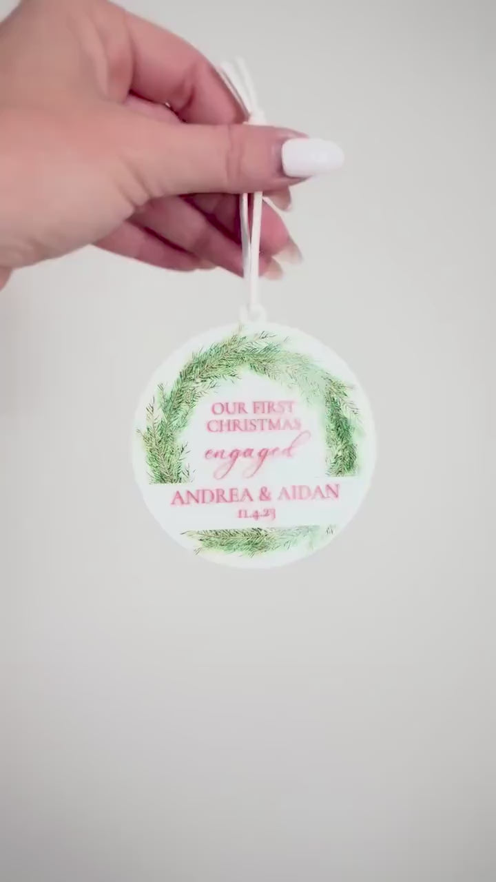 Our First Christmas Engaged, Married, etc. Ornament Gift | Customizable Acrylic Keepsake | Couple’s First Christmas Ornament