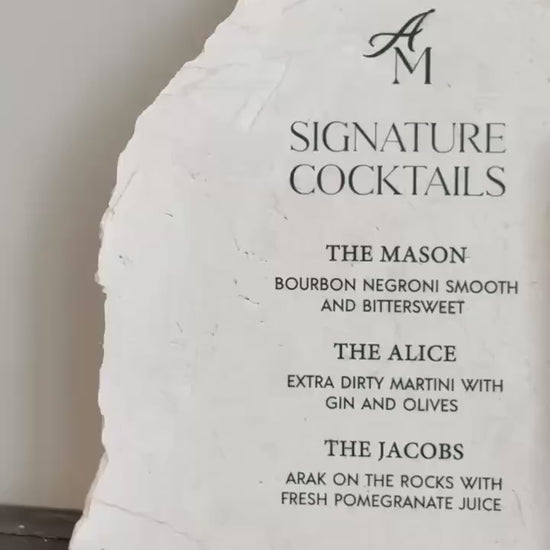 Marble Stone Bar Sign | Wedding Unique Signage | Menu sign | Drink Sign | Bar Sign | Signature Drinks
