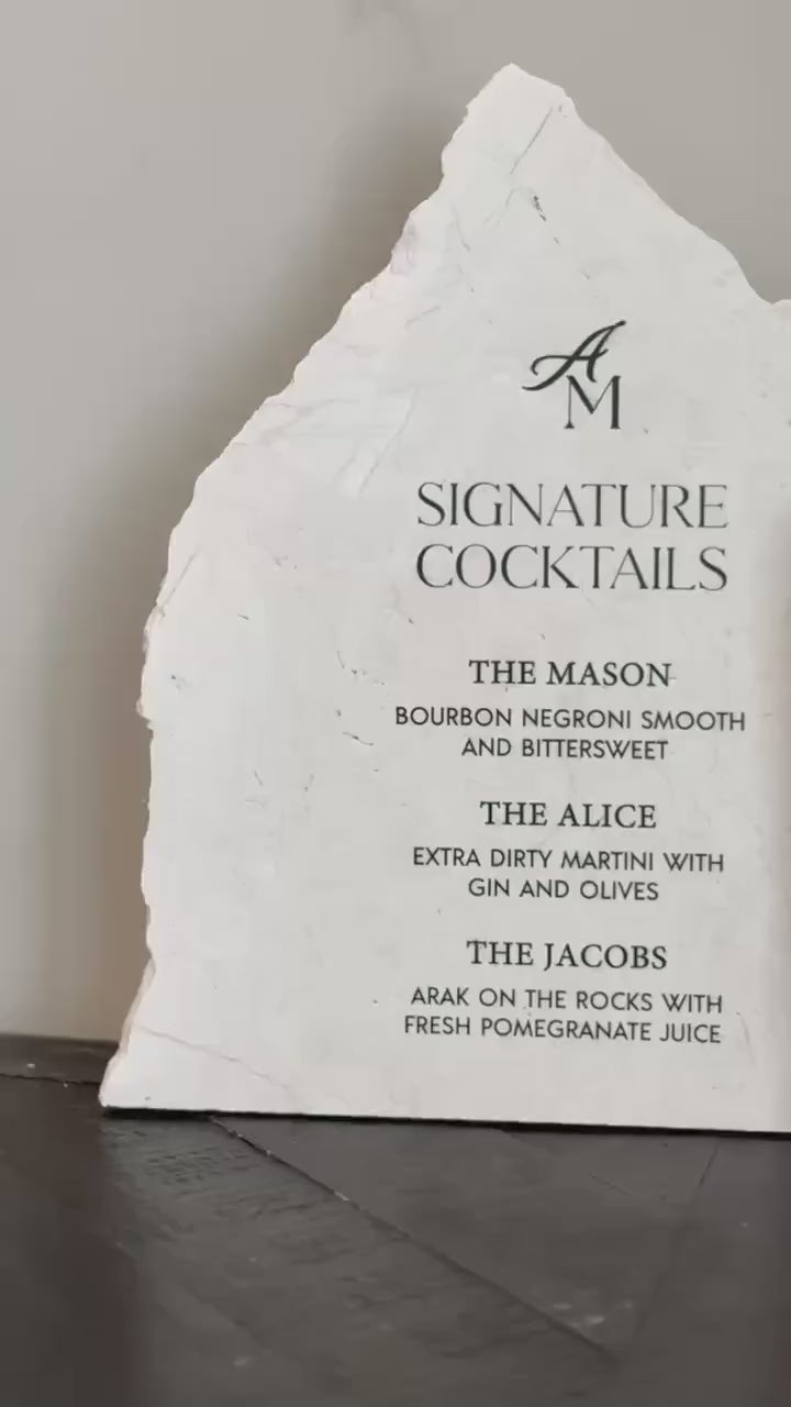 Marble Stone Bar Sign | Wedding Unique Signage | Menu sign | Drink Sign | Bar Sign | Signature Drinks