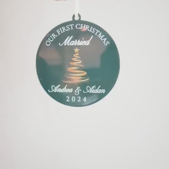 Our First Christmas Married, Engaged, etc. Ornament Gift | Customizable Acrylic Keepsake | Couple’s First Christmas Ornament
