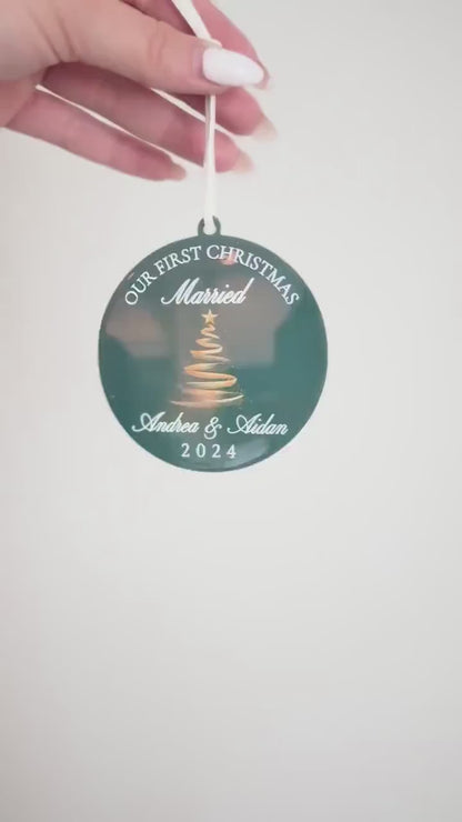 Our First Christmas Married, Engaged, etc. Ornament Gift | Customizable Acrylic Keepsake | Couple’s First Christmas Ornament