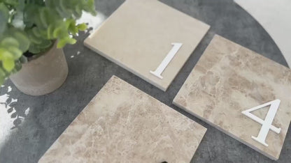 3D Marble Stone Table Numbers | Wedding Unique Signage | Custom Layered Decor | Table Numbers | Tablescape Decor | Natural Marble