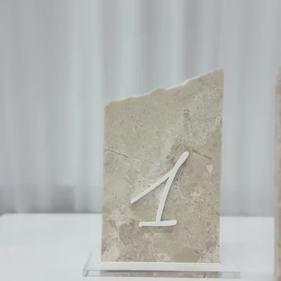 3D Marble Stone Table Numbers | Wedding Unique Signage | Custom Layered Decor | Table Numbers | Tablescape Decor | Travertine Looking