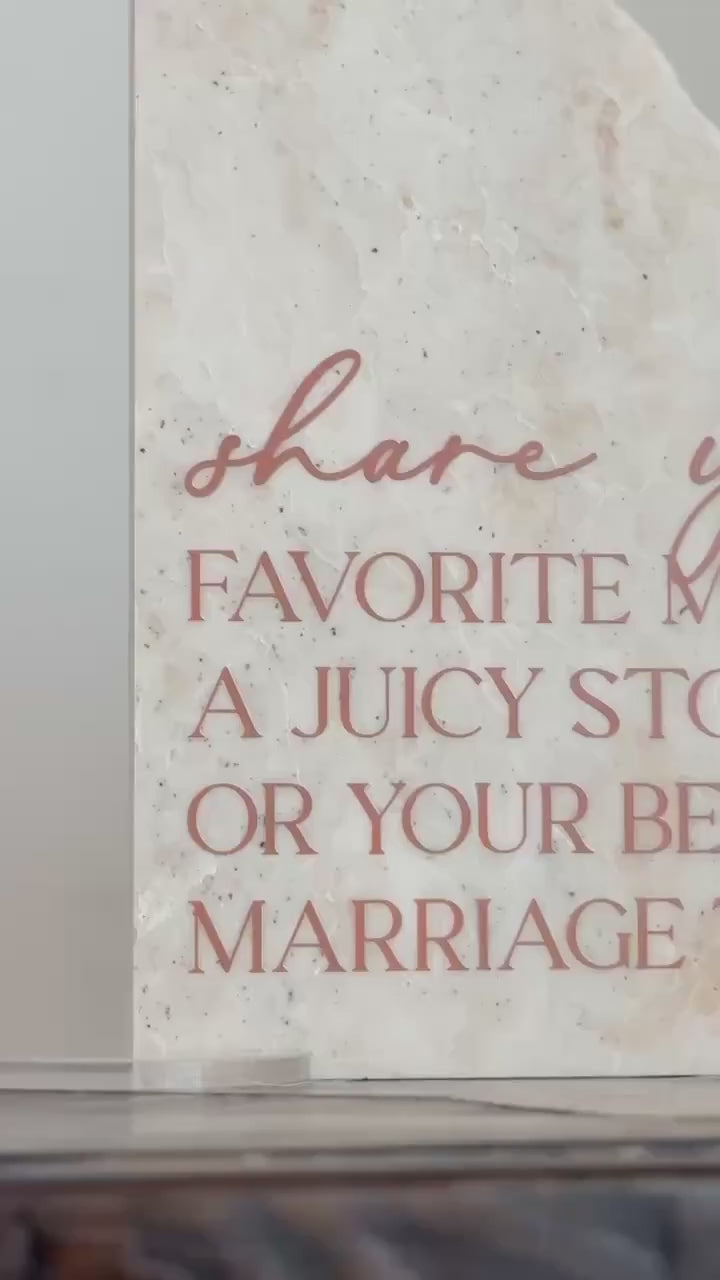 Marble Stone Bar Sign | Wedding Unique Signage | Menu sign | Drink Sign | Bar Sign | Signature Drinks