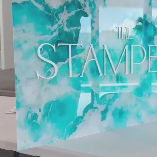 Faux Water Beach Welcome Sign | Ocean Waves Sea Modern Signage | Marine Saltwater Wedding Signage Welcome Sign | UV Print Acrylic