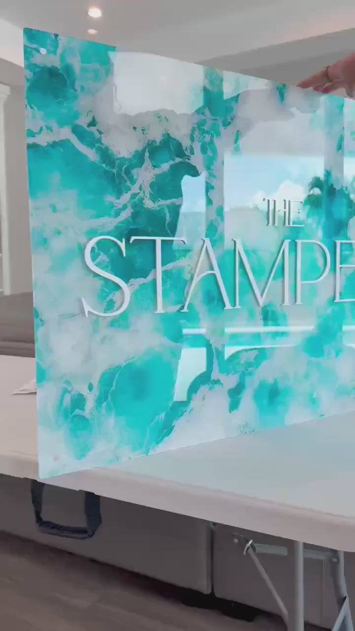 Faux Water Beach Welcome Sign | Ocean Waves Sea Modern Signage | Marine Saltwater Wedding Signage Welcome Sign | UV Print Acrylic