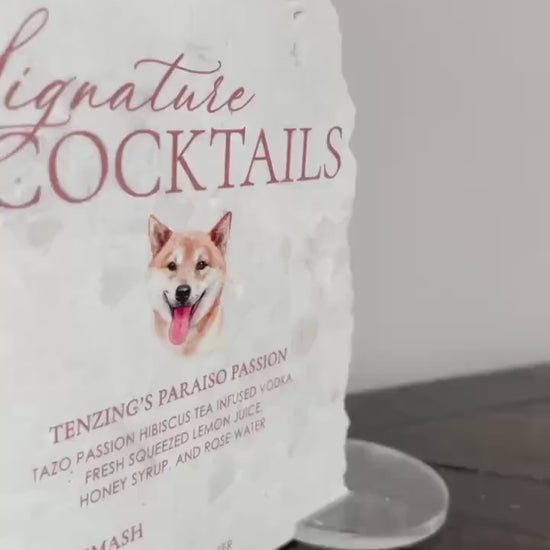 Marble Stone Bar Sign | Wedding Unique Signage | Menu sign | Drink Sign | Bar Sign | Signature Drinks | Dog Pet Portrait Sign