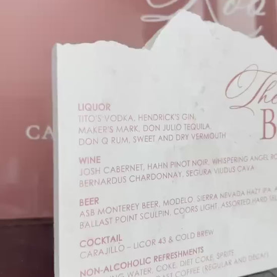 Marble Stone Bar Sign | Wedding Unique Signage | Menu sign | Drink Sign | Bar Sign | Signature Drinks