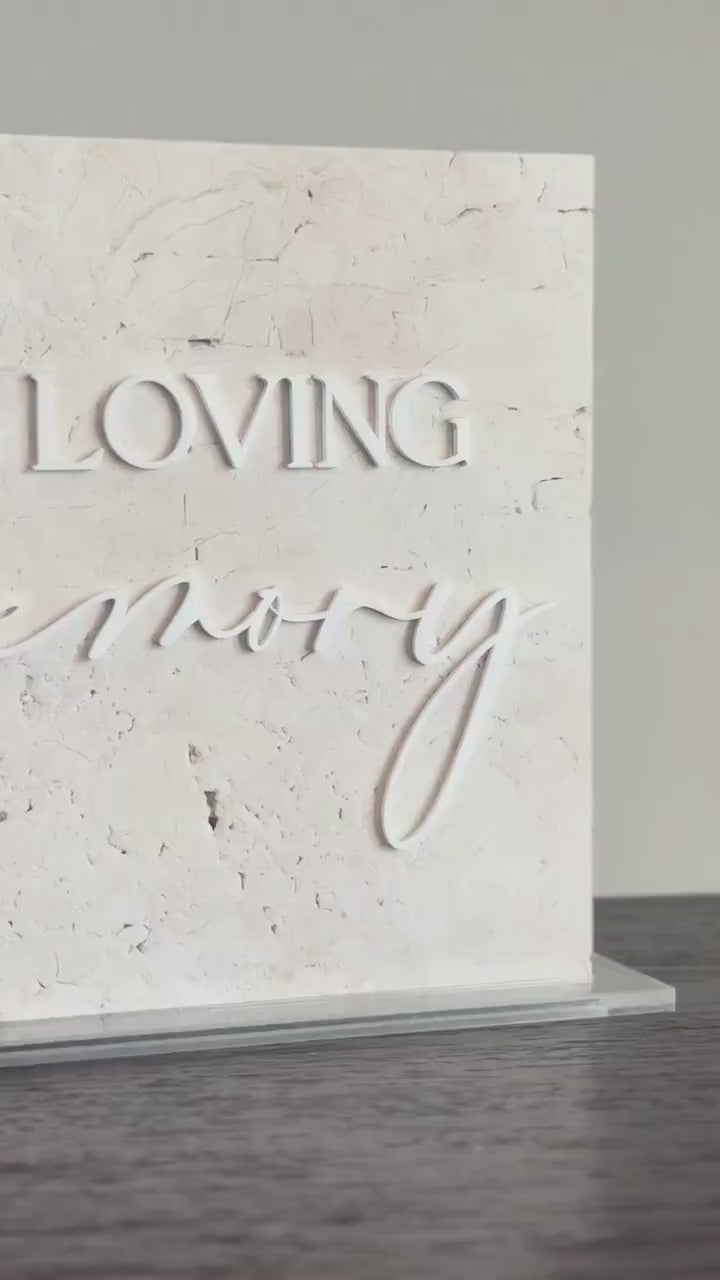 Marble 3D In Loving Memory Table Sign | Modern Wedding Decor | Favor Sign | Party Tabletop Signs | Gold Mirror | Memorial Sign