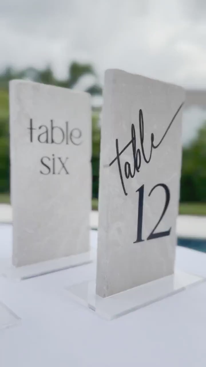 Marble Stone Table Numbers | Wedding Unique Signage | Custom Layered Decor | Table Numbers | Tablescape Decor | Natural Marble Travertine
