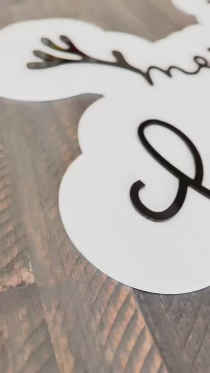 Acrylic “Merry Christmas” Sign – Holiday Decor – Red Nose Reindeer Christmas Sign – Luxe Holiday Wall Decor