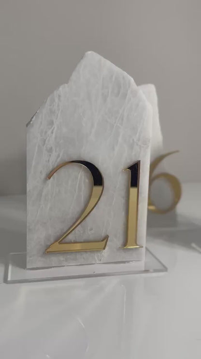 3D Marble Stone Table Numbers | Wedding Unique Signage | Custom Layered Decor | Table Numbers | Tablescape Decor | Natural Marble