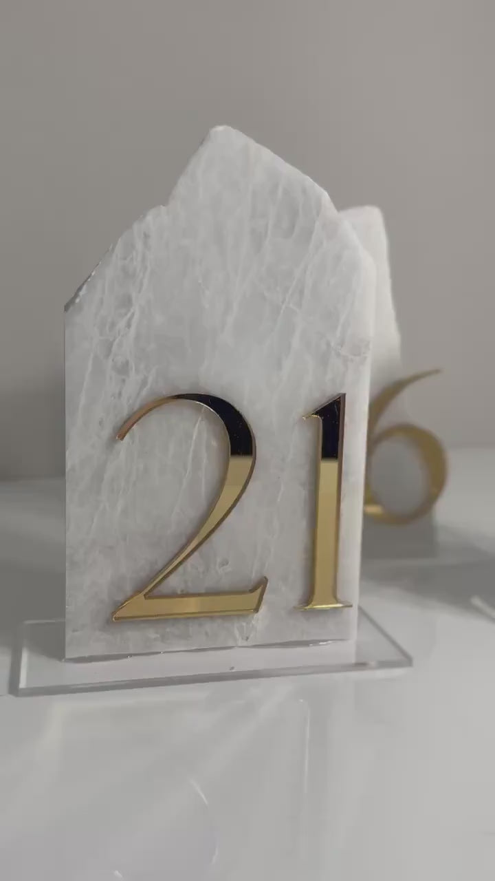 3D Marble Stone Table Numbers | Wedding Unique Signage | Custom Layered Decor | Table Numbers | Tablescape Decor | Natural Marble