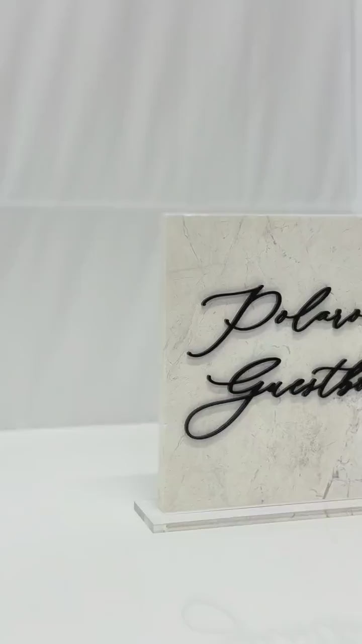 Marble 3D Polaroid Guestbook Table Sign | Wedding Sign | Modern Wedding Decor | Favor Sign | Party Tabletop Signs