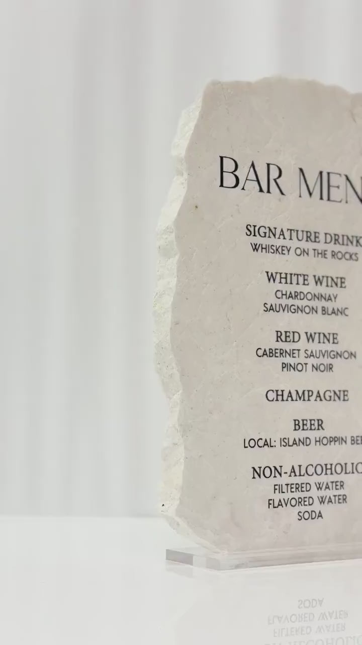 Marble Stone Bar Menu Sign | Wedding Drink Menu Sign | Custom Bar Sign | Signature Drinks Menu | Wedding Signage