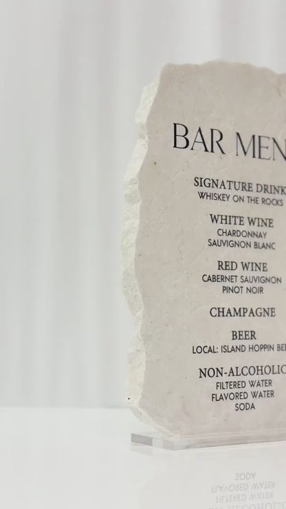 Marble Stone Bar Menu Sign | Wedding Drink Menu Sign | Custom Bar Sign | Signature Drinks Menu | Wedding Signage