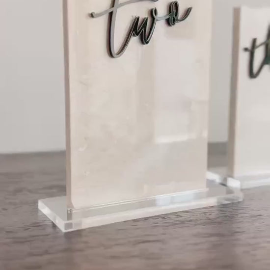 3D Marble Stone Table Numbers | Wedding Unique Signage | Custom Layered Decor | Table Numbers | Tablescape Decor | Travertine Looking