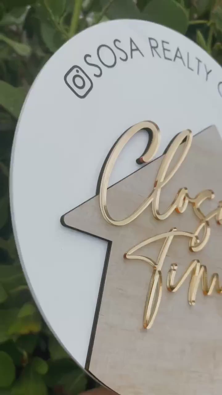 Personalized Realtor Key with Hanging Keys | Closing Time Realty | House Sold Acrylic and Wood Sign | Closing Prop | Realtor Gift Sold Sign