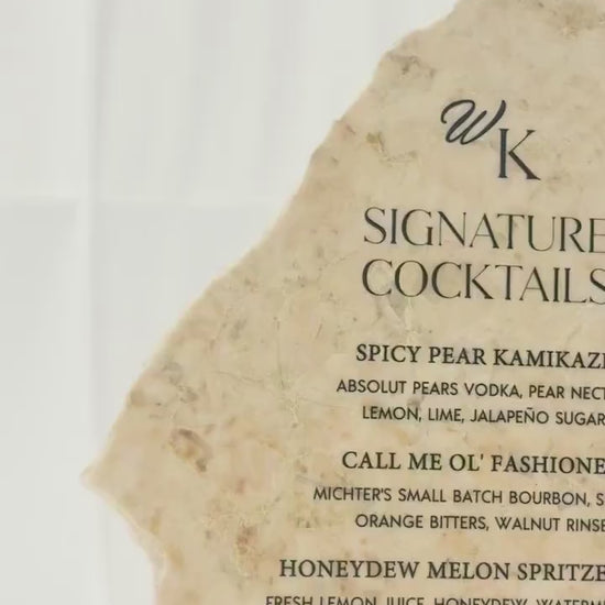 Taupe Marble Stone Bar Sign | Wedding Unique Signage | Menu sign | Drink Sign | Bar Sign | Signature Drinks