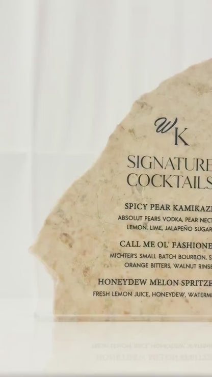 Taupe Marble Stone Bar Sign | Wedding Unique Signage | Menu sign | Drink Sign | Bar Sign | Signature Drinks