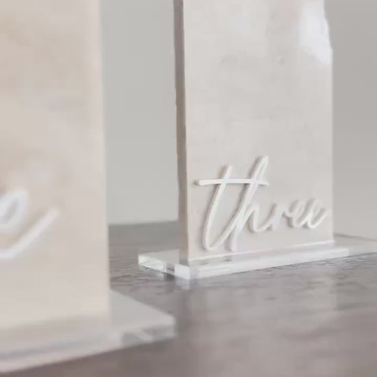 3D Marble Stone Table Numbers | Wedding Unique Signage | Custom Layered Decor | Table Numbers | Tablescape Decor | Travertine Looking