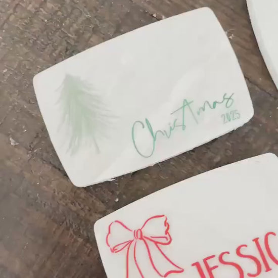 Custom Marble Christmas Place Cards – Personalized Name Tags – Elegant Holiday Table Setting – Luxe Lines Designs