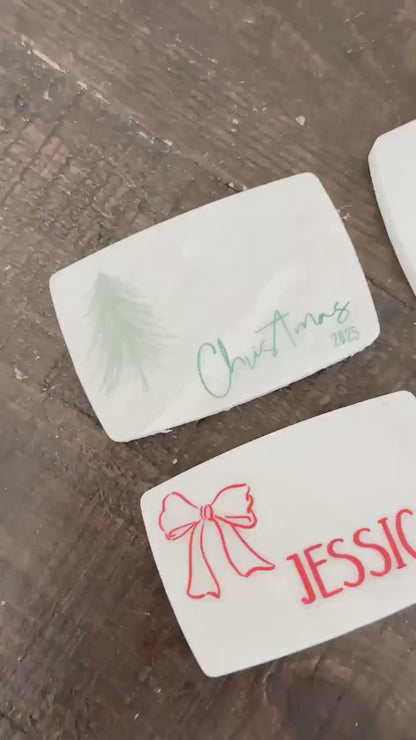 Custom Marble Christmas Place Cards – Personalized Name Tags – Elegant Holiday Table Setting – Luxe Lines Designs