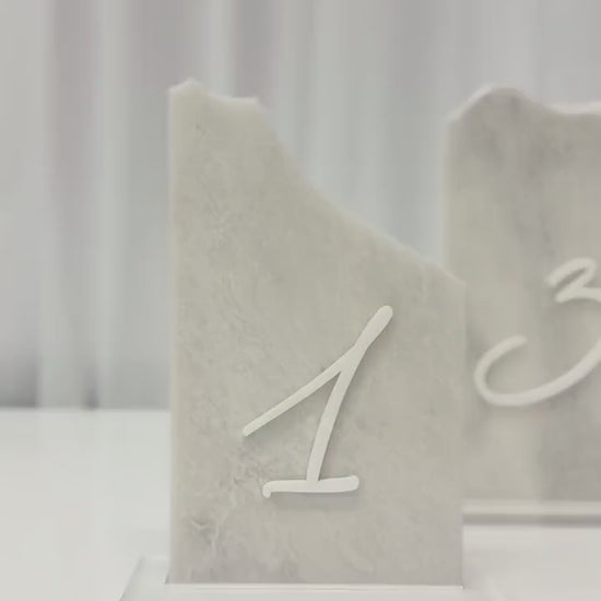 3D Marble Stone Table Numbers | Wedding Unique Signage | Custom Layered Decor | Table Numbers | Tablescape Decor | Natural Marble
