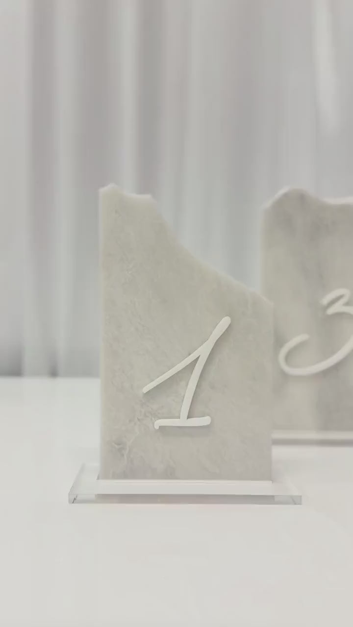 3D Marble Stone Table Numbers | Wedding Unique Signage | Custom Layered Decor | Table Numbers | Tablescape Decor | Natural Marble