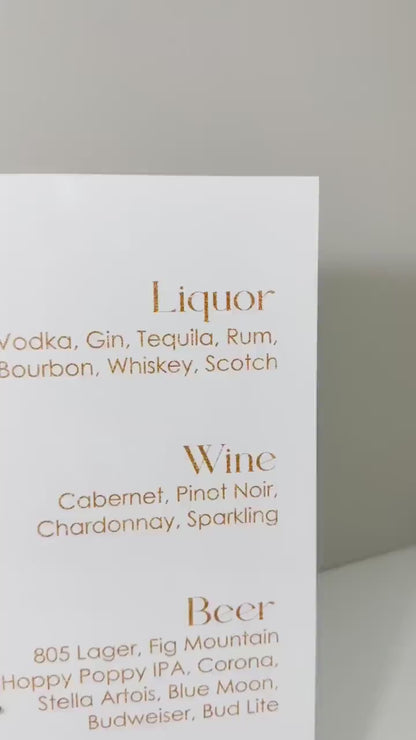 3D Acrylic Bar Sign: Wedding Reception Mimosa Menu Decor