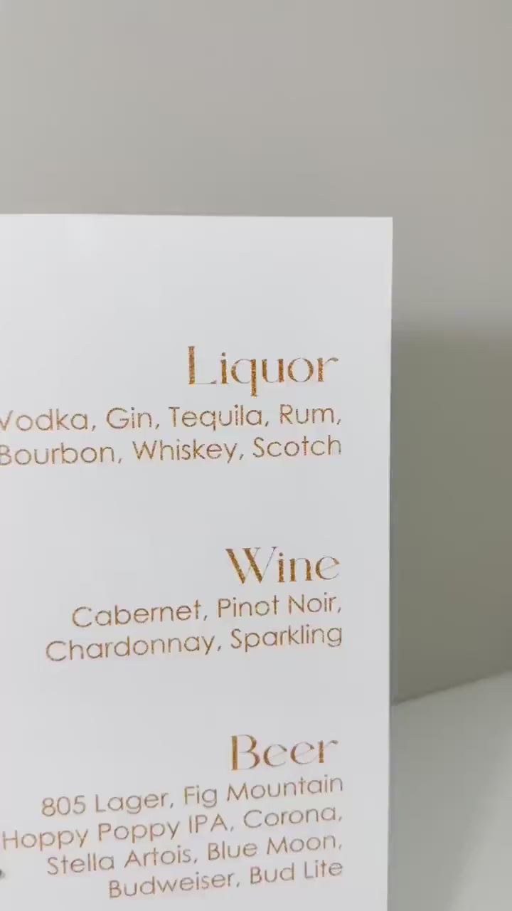 3D Acrylic Bar Sign: Wedding Reception Mimosa Menu Decor