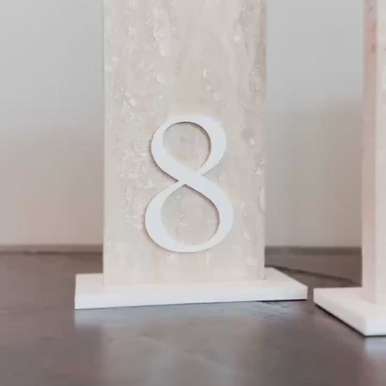 3D Travertine Stone Table Numbers | Wedding Unique Signage | Custom Layered Decor | Table Numbers | Tablescape Decor | Natural Marble