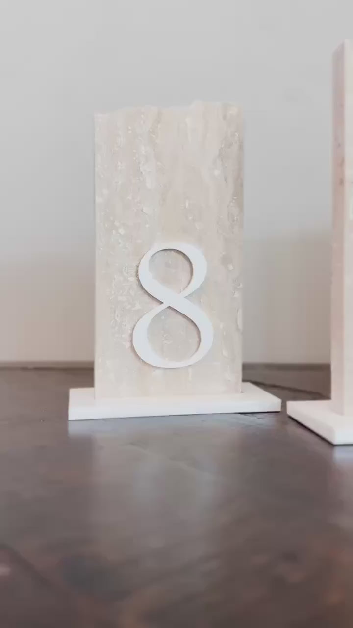 3D Travertine Stone Table Numbers | Wedding Unique Signage | Custom Layered Decor | Table Numbers | Tablescape Decor | Natural Marble