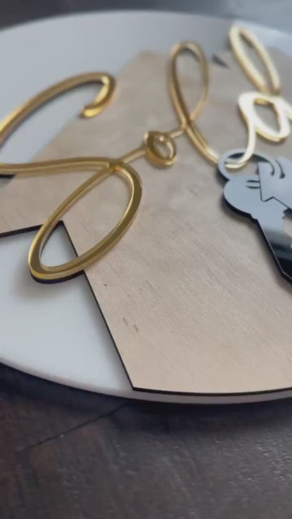 Personalized Realtor Key with Hanging Keys | Closing Realty | House Sold Acrylic and Wood Sign | Closing Prop | Realtor Gift Sold Sign