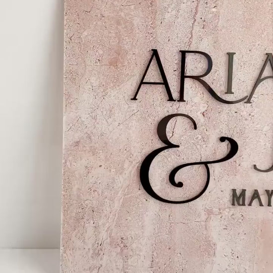Modern Acrylic Wedding Welcome Sign: Faux Stone Texture