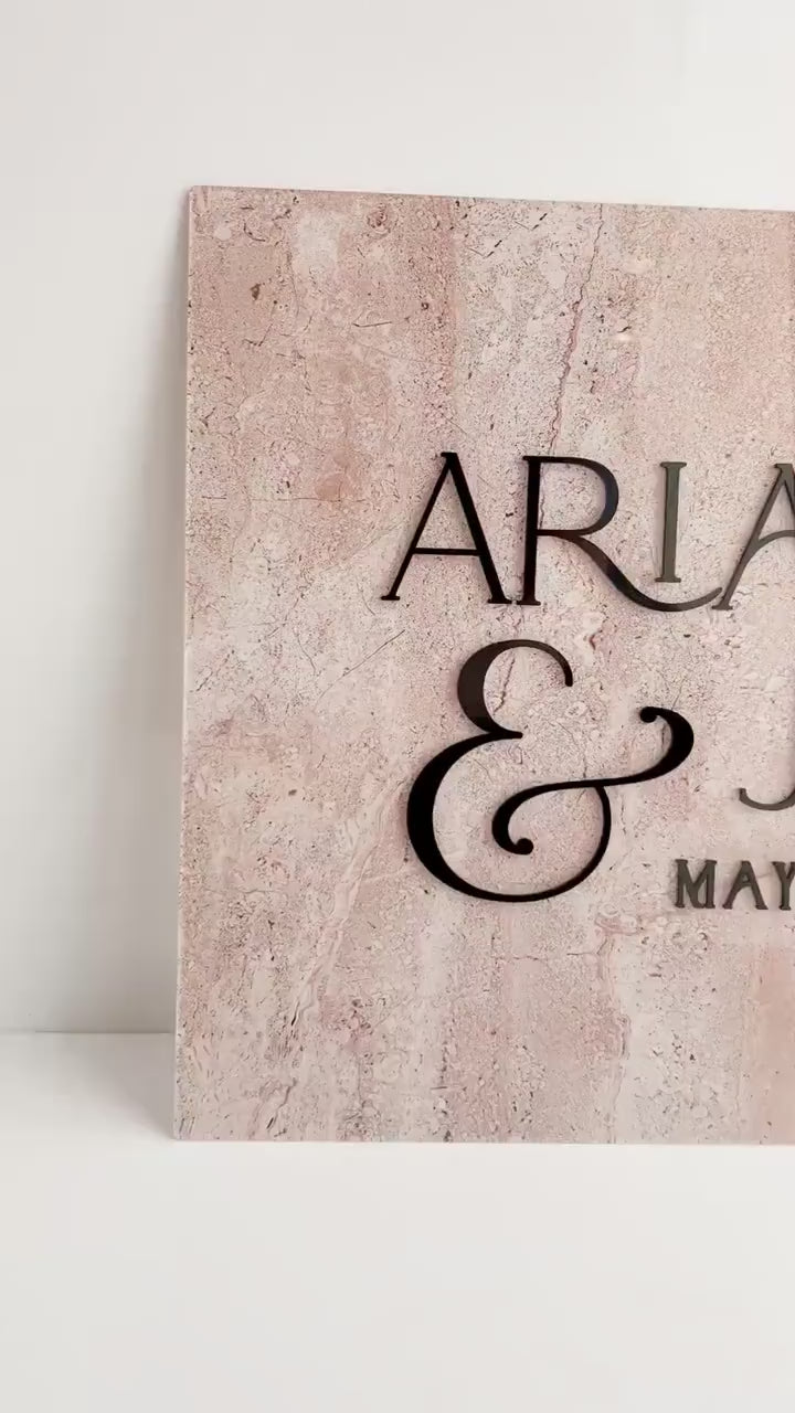 Modern Acrylic Wedding Welcome Sign: Faux Stone Texture