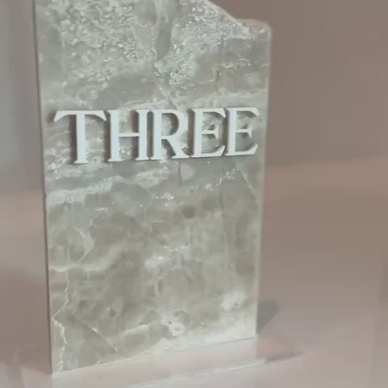 3D Marble Stone Table Numbers | Wedding Unique Signage | Custom Layered Decor | Table Numbers | Tablescape Decor | Travertine Looking