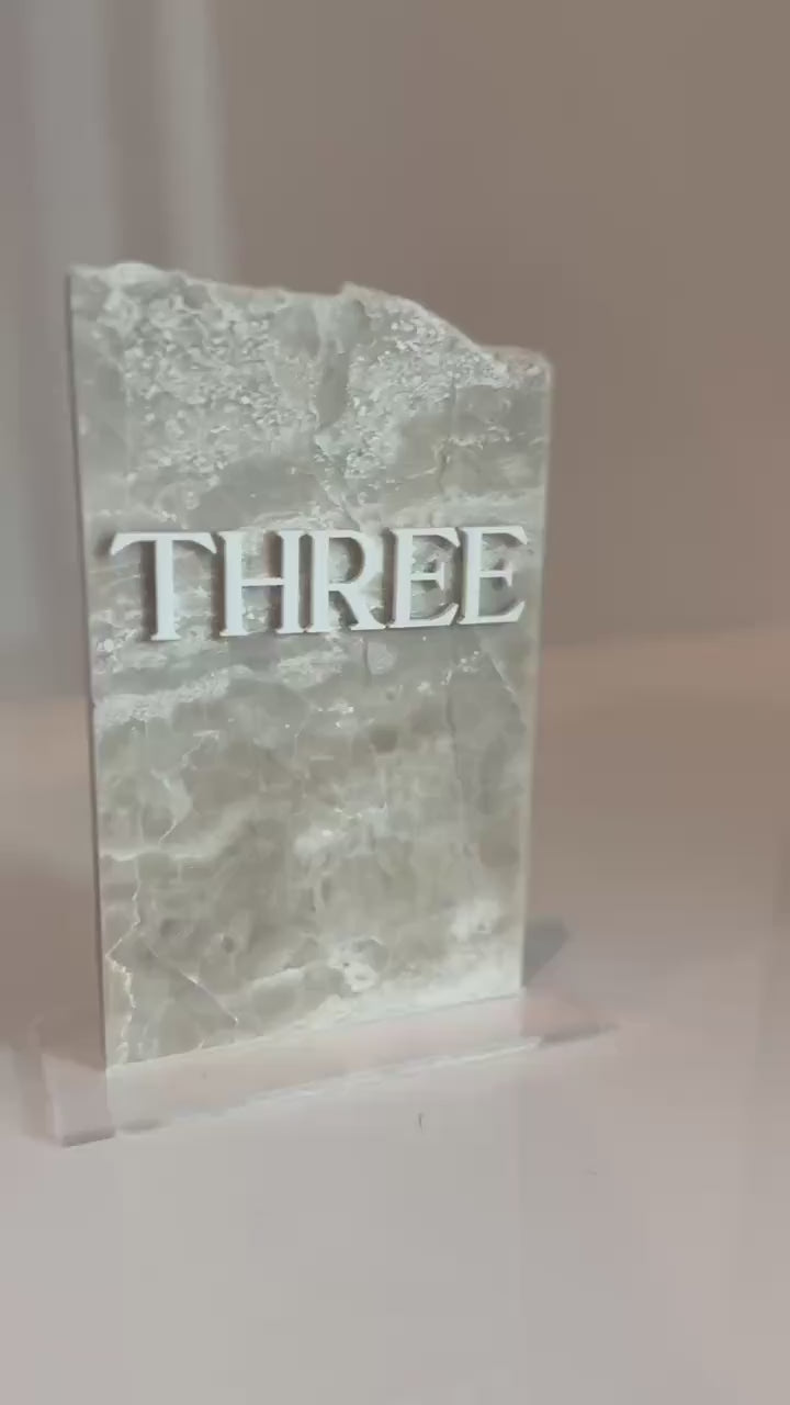3D Marble Stone Table Numbers | Wedding Unique Signage | Custom Layered Decor | Table Numbers | Tablescape Decor | Travertine Looking