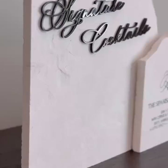 3D Marble Stone Bar Sign: Unique Wedding Drink Menu