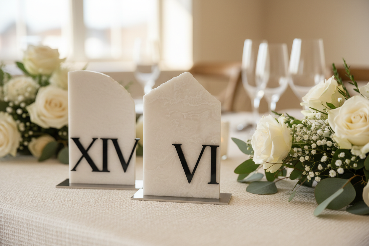 Wedding table numbers with elegant background
