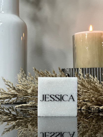 Mable Stone Acrylic Place Card Settings - Square , Stone place names, Wedding place names, wedding place card settings