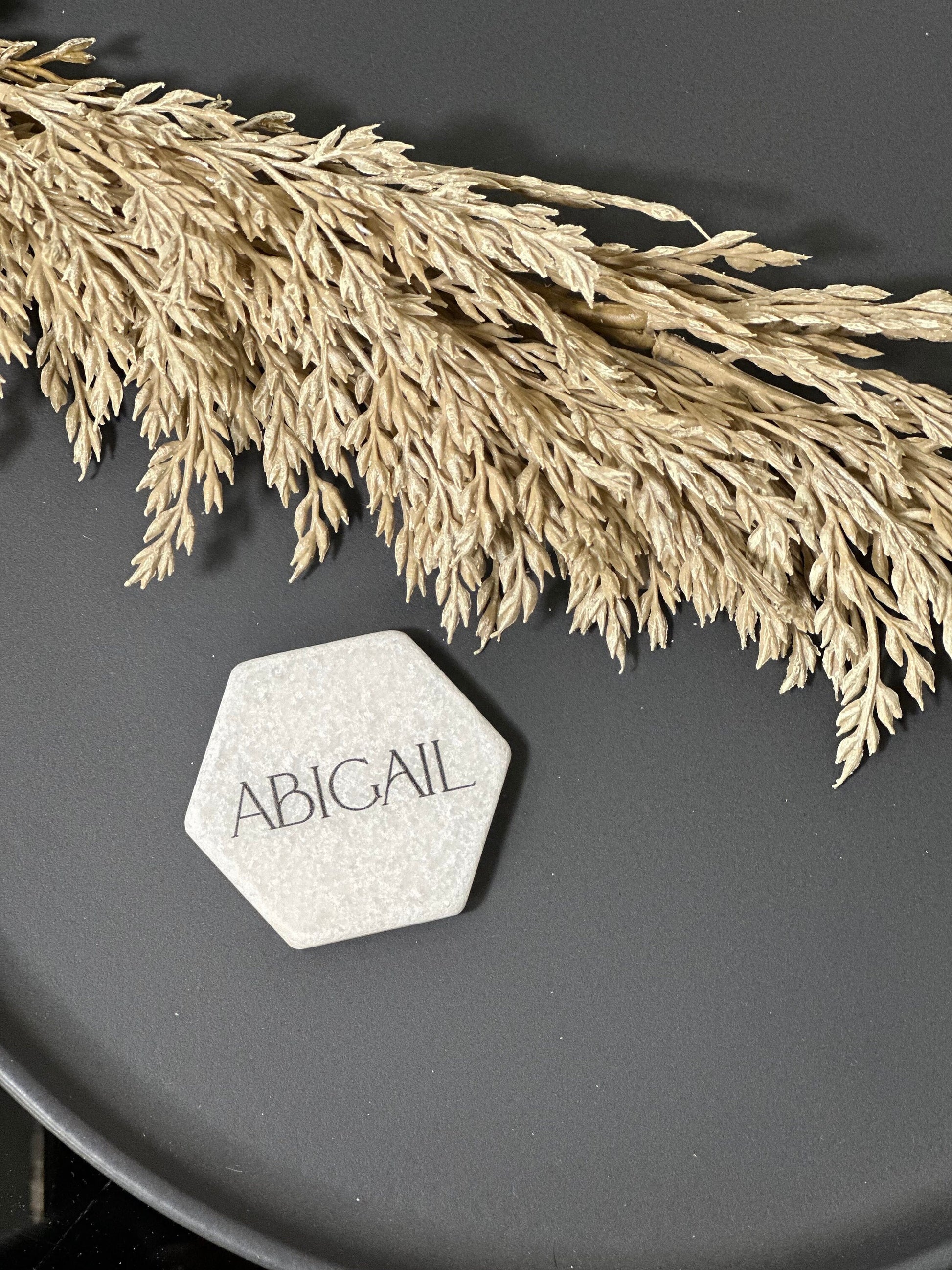 Mable Stone Acrylic Place Card Settings - Hexagon , Stone place names, Wedding place names, wedding place card settings