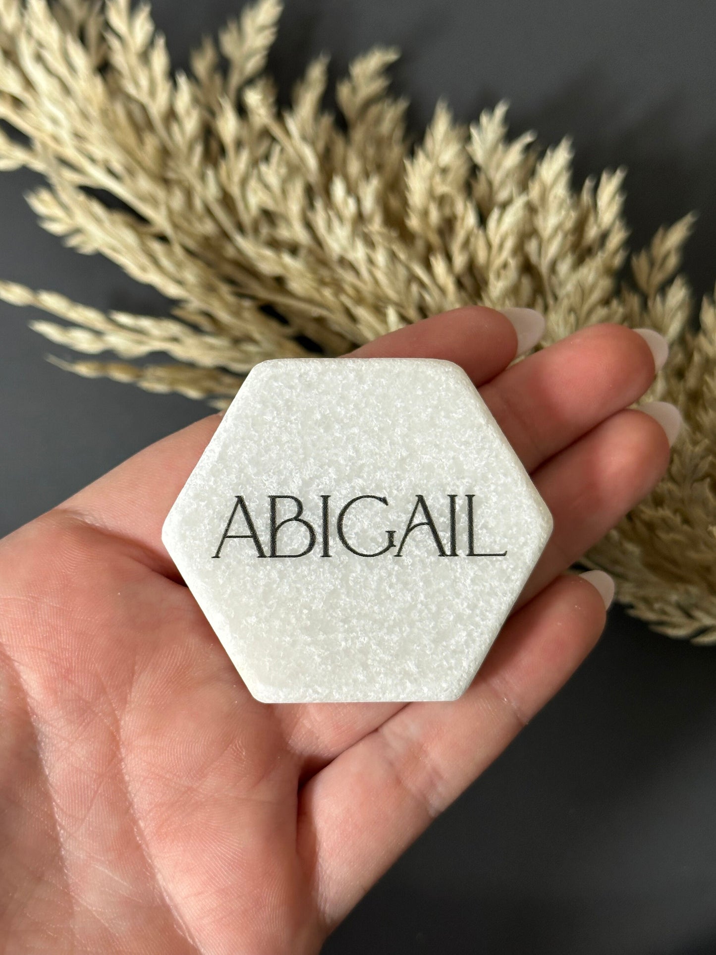 Mable Stone Acrylic Place Card Settings - Hexagon , Stone place names, Wedding place names, wedding place card settings